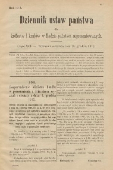 Dziennik Ustaw Państwa dla Królestw i Krajów w Radzie Państwa Reprezentowanych. 1913, nr 91