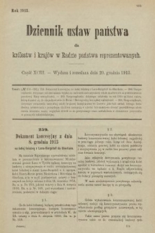 Dziennik Ustaw Państwa dla Królestw i Krajów w Radzie Państwa Reprezentowanych. 1913, nr 93