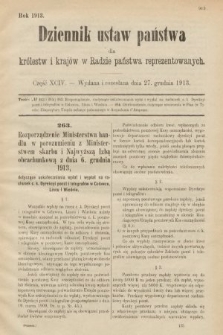 Dziennik Ustaw Państwa dla Królestw i Krajów w Radzie Państwa Reprezentowanych. 1913, nr 94