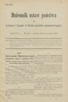 Dziennik Ustaw Państwa dla Królestw i Krajów w Radzie Państwa Reprezentowanych. 1913, nr 96