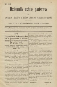 Dziennik Ustaw Państwa dla Królestw i Krajów w Radzie Państwa Reprezentowanych. 1913, nr 97