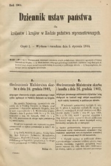 Dziennik Ustaw Państwa dla Królestw i Krajów w Radzie Państwa Reprezentowanych. 1904, nr 1