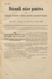 Dziennik Ustaw Państwa dla Królestw i Krajów w Radzie Państwa Reprezentowanych. 1904, nr 7