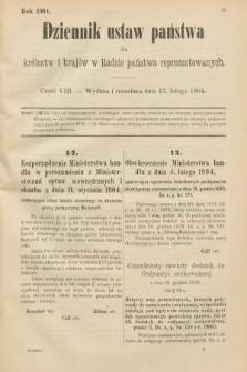 Dziennik Ustaw Państwa dla Królestw i Krajów w Radzie Państwa Reprezentowanych. 1904, nr 8