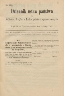 Dziennik Ustaw Państwa dla Królestw i Krajów w Radzie Państwa Reprezentowanych. 1904, nr 9
