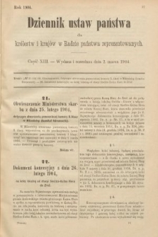 Dziennik Ustaw Państwa dla Królestw i Krajów w Radzie Państwa Reprezentowanych. 1904, nr 13