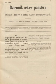 Dziennik Ustaw Państwa dla Królestw i Krajów w Radzie Państwa Reprezentowanych. 1904, nr 20
