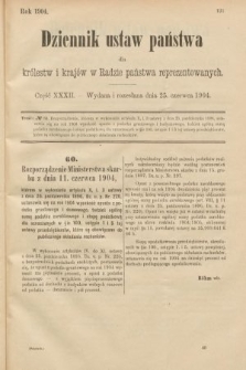Dziennik Ustaw Państwa dla Królestw i Krajów w Radzie Państwa Reprezentowanych. 1904, nr 32