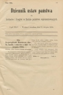 Dziennik Ustaw Państwa dla Królestw i Krajów w Radzie Państwa Reprezentowanych. 1904, nr 44