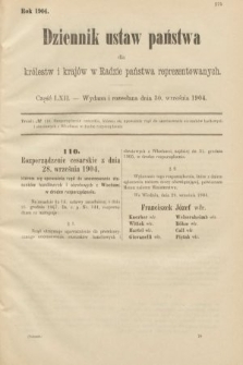 Dziennik Ustaw Państwa dla Królestw i Krajów w Radzie Państwa Reprezentowanych. 1904, nr 62