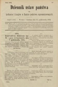 Dziennik Ustaw Państwa dla Królestw i Krajów w Radzie Państwa Reprezentowanych. 1904, nr 69