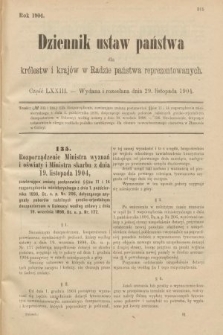 Dziennik Ustaw Państwa dla Królestw i Krajów w Radzie Państwa Reprezentowanych. 1904, nr 73