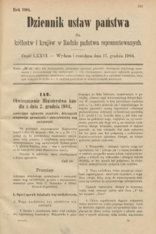 Dziennik Ustaw Państwa dla Królestw i Krajów w Radzie Państwa Reprezentowanych. 1904, nr 76