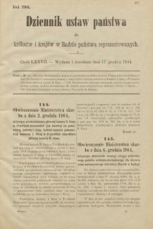 Dziennik Ustaw Państwa dla Królestw i Krajów w Radzie Państwa Reprezentowanych. 1904, nr 77
