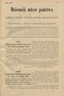 Dziennik Ustaw Państwa dla Królestw i Krajów w Radzie Państwa Reprezentowanych. 1904, nr 83