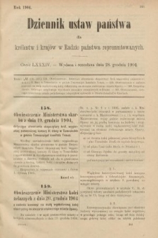 Dziennik Ustaw Państwa dla Królestw i Krajów w Radzie Państwa Reprezentowanych. 1904, nr 84