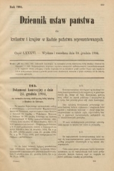 Dziennik Ustaw Państwa dla Królestw i Krajów w Radzie Państwa Reprezentowanych. 1904, nr 86