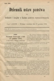 Dziennik Ustaw Państwa dla Królestw i Krajów w Radzie Państwa Reprezentowanych. 1904, nr 89
