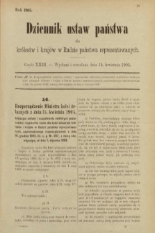Dziennik Ustaw Państwa dla Królestw i Krajów w Radzie Państwa Reprezentowanych. 1905, nr 23