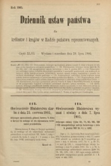 Dziennik Ustaw Państwa dla Królestw i Krajów w Radzie Państwa Reprezentowanych. 1905, nr 46