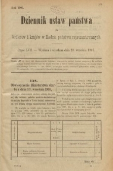 Dziennik Ustaw Państwa dla Królestw i Krajów w Radzie Państwa Reprezentowanych. 1905, nr 57