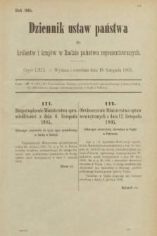 Dziennik Ustaw Państwa dla Królestw i Krajów w Radzie Państwa Reprezentowanych. 1905, nr 69