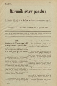 Dziennik Ustaw Państwa dla Królestw i Krajów w Radzie Państwa Reprezentowanych. 1905, nr 76