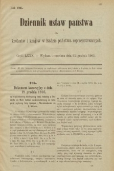 Dziennik Ustaw Państwa dla Królestw i Krajów w Radzie Państwa Reprezentowanych. 1905, nr 80