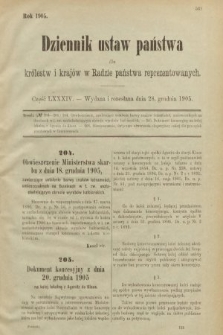 Dziennik Ustaw Państwa dla Królestw i Krajów w Radzie Państwa Reprezentowanych. 1905, nr 84