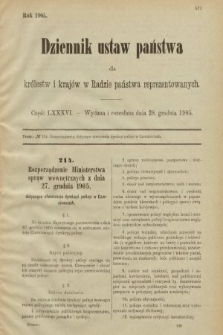 Dziennik Ustaw Państwa dla Królestw i Krajów w Radzie Państwa Reprezentowanych. 1905, nr 86