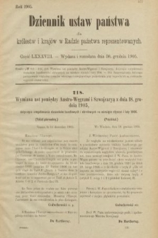 Dziennik Ustaw Państwa dla Królestw i Krajów w Radzie Państwa Reprezentowanych. 1905, nr 88