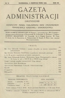 Gazeta Administracji : dwutygodnik poświęcony prawu publicznemu oraz zagadnieniom administracji rządowej i samorządowej. 1938, nr 16