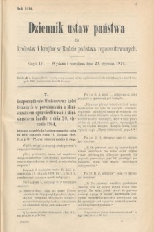 Dziennik Ustaw Państwa dla Królestw i Krajów w Radzie Państwa Reprezentowanych. 1914, nr 4