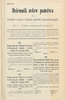 Dziennik Ustaw Państwa dla Królestw i Krajów w Radzie Państwa Reprezentowanych. 1914, nr 10