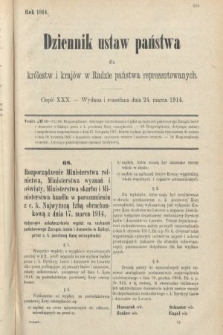 Dziennik Ustaw Państwa dla Królestw i Krajów w Radzie Państwa Reprezentowanych. 1914, nr 30
