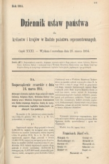 Dziennik Ustaw Państwa dla Królestw i Krajów w Radzie Państwa Reprezentowanych. 1914, nr 31