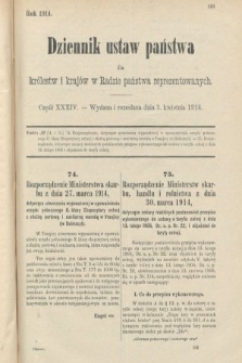 Dziennik Ustaw Państwa dla Królestw i Krajów w Radzie Państwa Reprezentowanych. 1914, nr 34