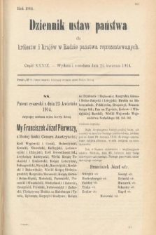Dziennik Ustaw Państwa dla Królestw i Krajów w Radzie Państwa Reprezentowanych. 1914, nr 39