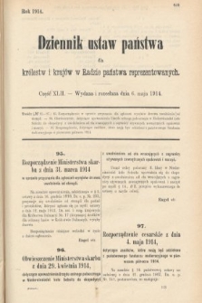 Dziennik Ustaw Państwa dla Królestw i Krajów w Radzie Państwa Reprezentowanych. 1914, nr 42