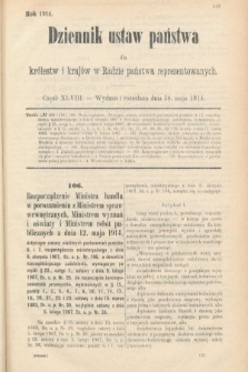 Dziennik Ustaw Państwa dla Królestw i Krajów w Radzie Państwa Reprezentowanych. 1914, nr 48