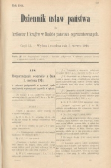 Dziennik Ustaw Państwa dla Królestw i Krajów w Radzie Państwa Reprezentowanych. 1914, nr 51