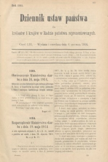 Dziennik Ustaw Państwa dla Królestw i Krajów w Radzie Państwa Reprezentowanych. 1914, nr 53