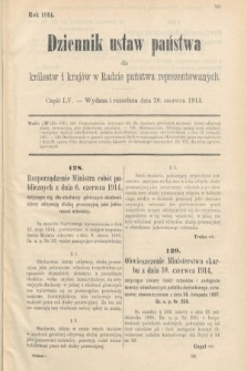 Dziennik Ustaw Państwa dla Królestw i Krajów w Radzie Państwa Reprezentowanych. 1914, nr 55