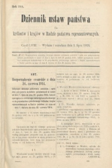 Dziennik Ustaw Państwa dla Królestw i Krajów w Radzie Państwa Reprezentowanych. 1914, nr 58