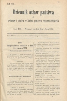 Dziennik Ustaw Państwa dla Królestw i Krajów w Radzie Państwa Reprezentowanych. 1914, nr 59