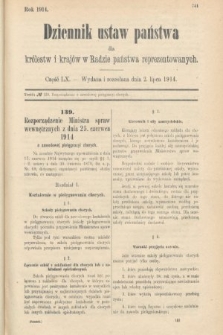 Dziennik Ustaw Państwa dla Królestw i Krajów w Radzie Państwa Reprezentowanych. 1914, nr 60