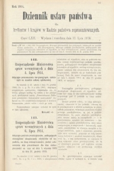 Dziennik Ustaw Państwa dla Królestw i Krajów w Radzie Państwa Reprezentowanych. 1914, nr 62