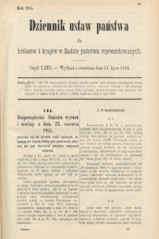 Dziennik Ustaw Państwa dla Królestw i Krajów w Radzie Państwa Reprezentowanych. 1914, nr 63