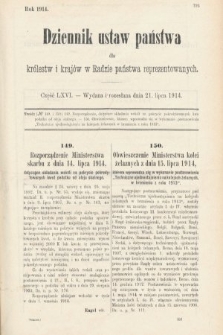 Dziennik Ustaw Państwa dla Królestw i Krajów w Radzie Państwa Reprezentowanych. 1914, nr 66
