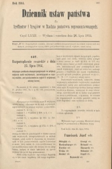 Dziennik Ustaw Państwa dla Królestw i Krajów w Radzie Państwa Reprezentowanych. 1914, nr 72